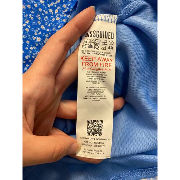 Missguided NWT Blue Floral Strappy Mini‎ Dress Size 4 - Picture 7 of 7